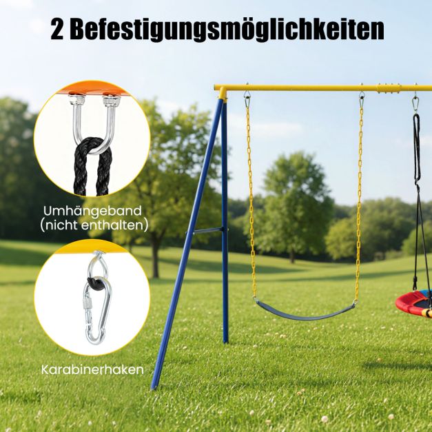 Coast Schommelframe A-Frame – Dubbel Schommelrek 249 x 185 x 181,5 cm – Blauw/Geel