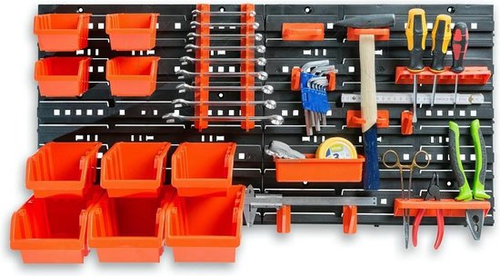 Gereedschapswand opbergrek gereedschap + schroeven mutifunctioneel 31delig 80 cm breed