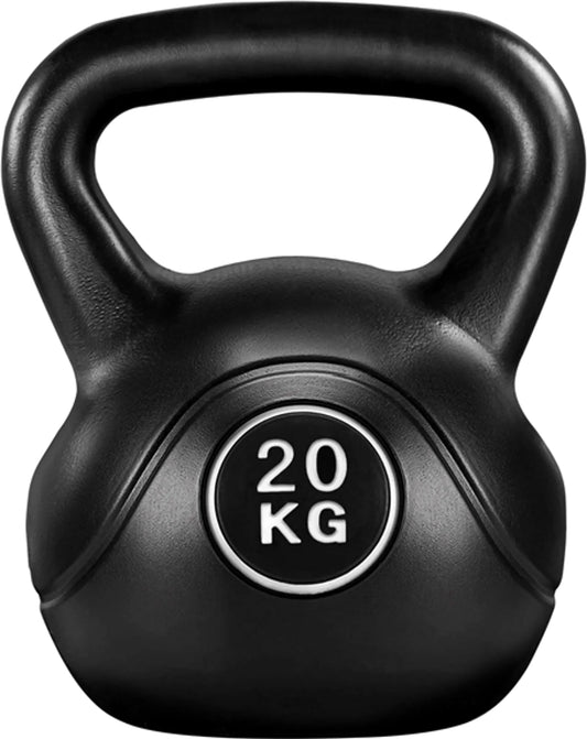 Yaheetech Kettlebell 20 kg – 27,5 x 26,5 x 34 cm – Voorzien Van Ergonomische Handgreep En Anti-Kras Kunststof Behuizing En Cementvulling – Voor Krachttraining En Thuisgym – Zwart Kunststof En Beton