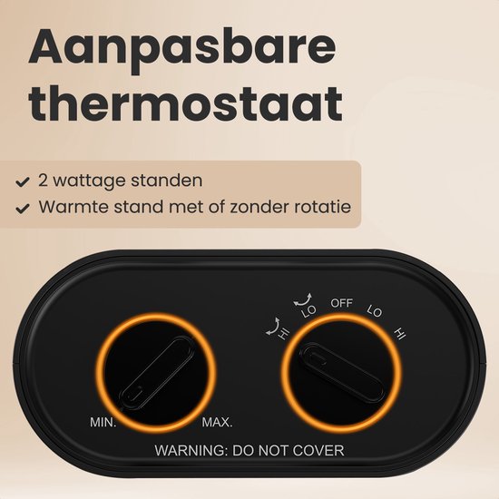 Auronic Ventilatorkachel Pro - Keramische Kachel - 2000W Heater - Zwart
