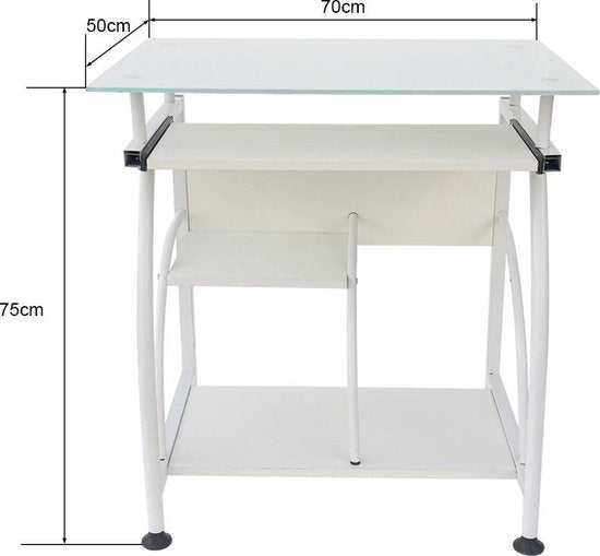 Bureau laptop computertafel - ruimtebesparend - 70 cm x 50 cm - wit