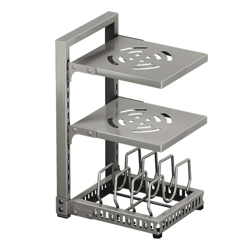 MAXCOOK 3-laags opbergrek van koolstofstaal voor potten & pannen verstelbaar voor keukenkast 23*28*43 cm