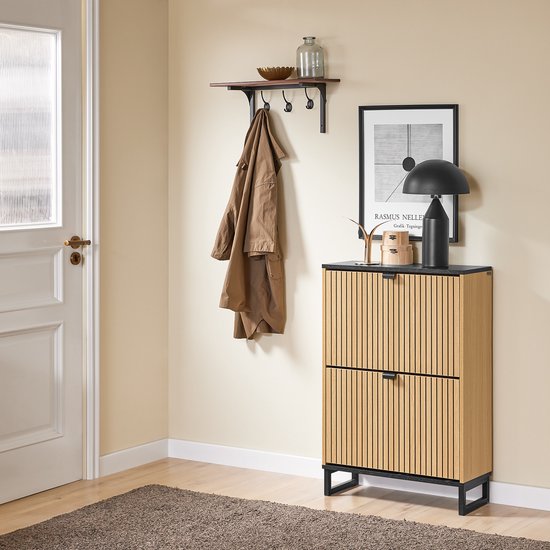 SoBuy Schoenenkast voor entree, dunne schoenenkast, compacte schoenenopslag, geschikt voor 8-12 paar, 60x24x88cm, FSR202-N