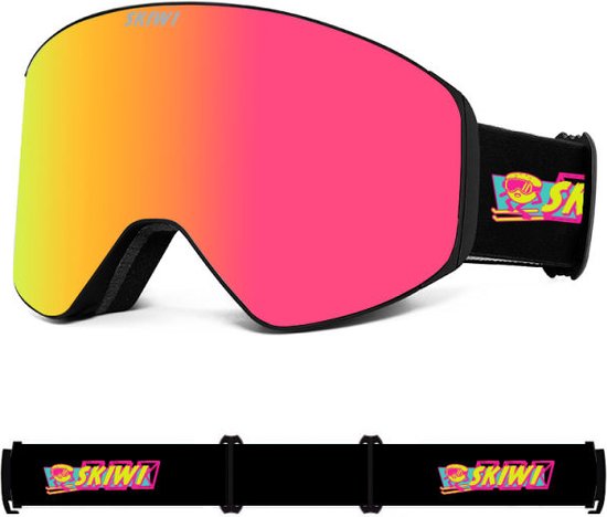 Skiwi Flashback Skibril - Skibril heren/dames - anti-condens - 2 magnetische lenzen - Krasbestendig