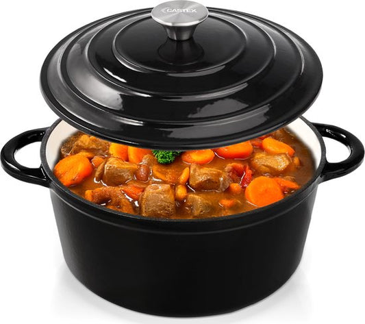 Castex Elegance Royal Gietijzeren Braadpan met Deksel 24 cm - Inductie Pan - Braadpannen Gietijzer - Zwart