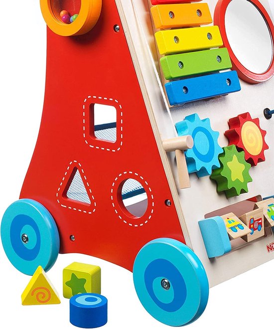 Nûby - Interactieve Houten Looptrainer - Educatief babyspeelgoed – 10m+
