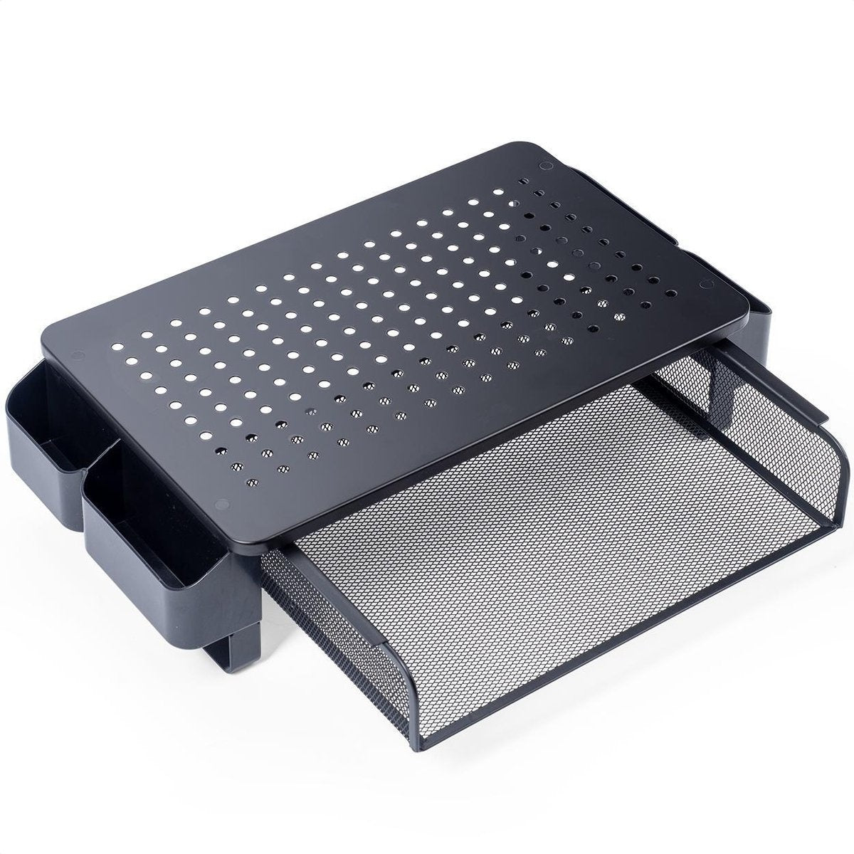 LifeGoods Monitorstandaard - Monitor Verhoger - Beeldscherm Verhoger - Verstelbaar - 37 x 23,5 x 10 cm - Metaal - Zwart