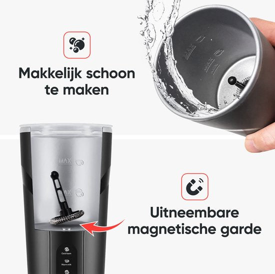 Kitchenwell Melkopschuimer Elektrisch - 4-in-1 - Melkopschuimers - Opschuimer Voor Melk - Milk Frother - Zwart