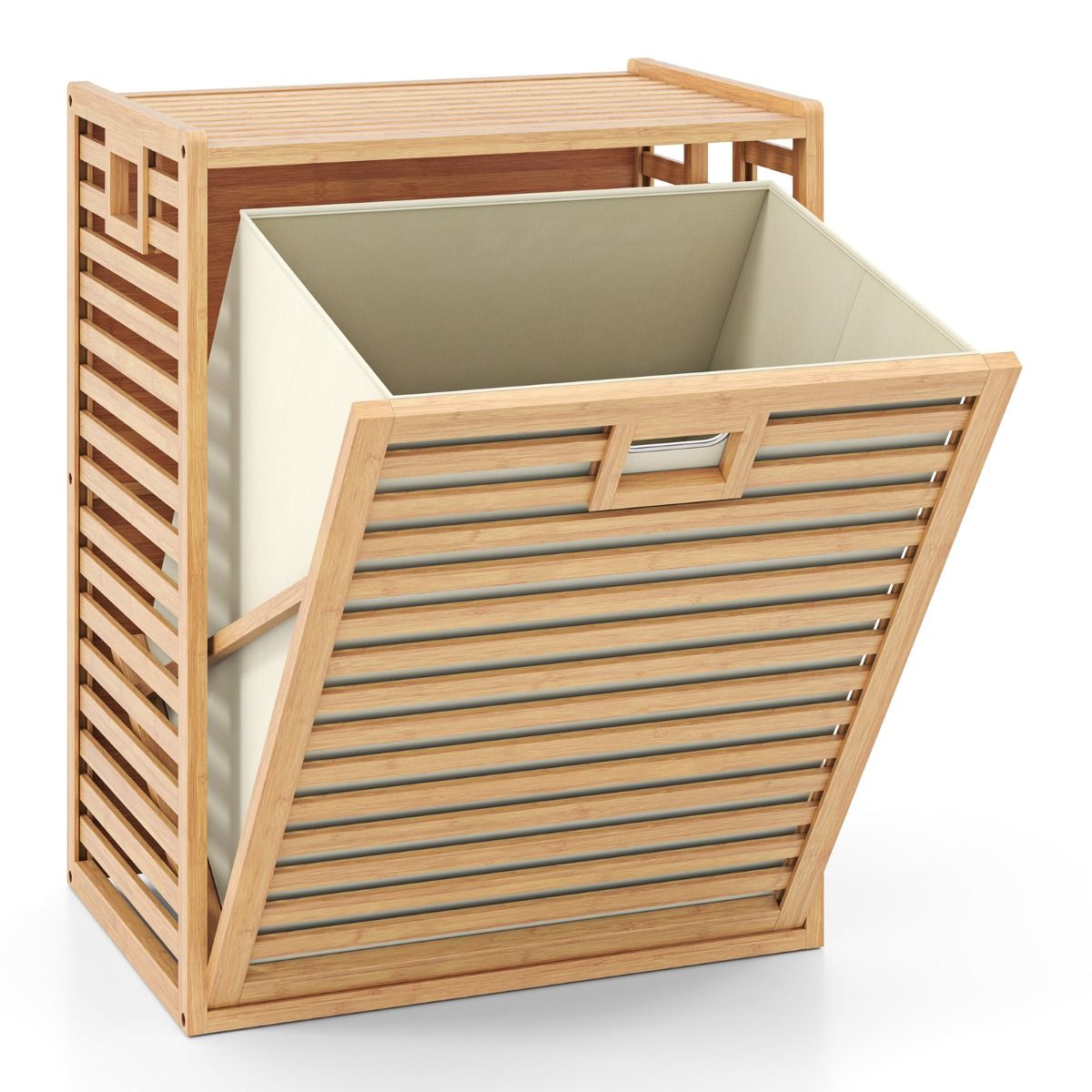 Coast Badkamerrek met wasmand - bamboe - uitklapbare stoffen mand - naturel