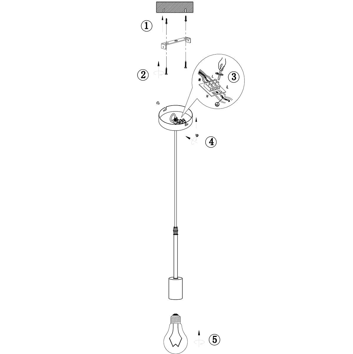 Hanglamp Minimalics 2701ZW Zwart - Verstelbaar in hoogte (42-170 cm) - Kunststof, Metaal - Mexlite