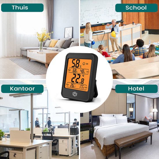 Ease Electronicz Hygrometer Min/Max - Luchtvochtigheidsmeter - Digitaal Weerstation - Vochtigheidsmeter - Thermometer voor Binnen - Met verlichting