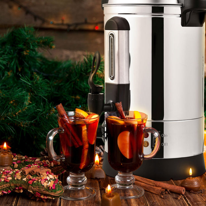 Juskys Glühweinketel 7L - 1500W - warmhoudfunctie - zilver/zwart - 42 cm