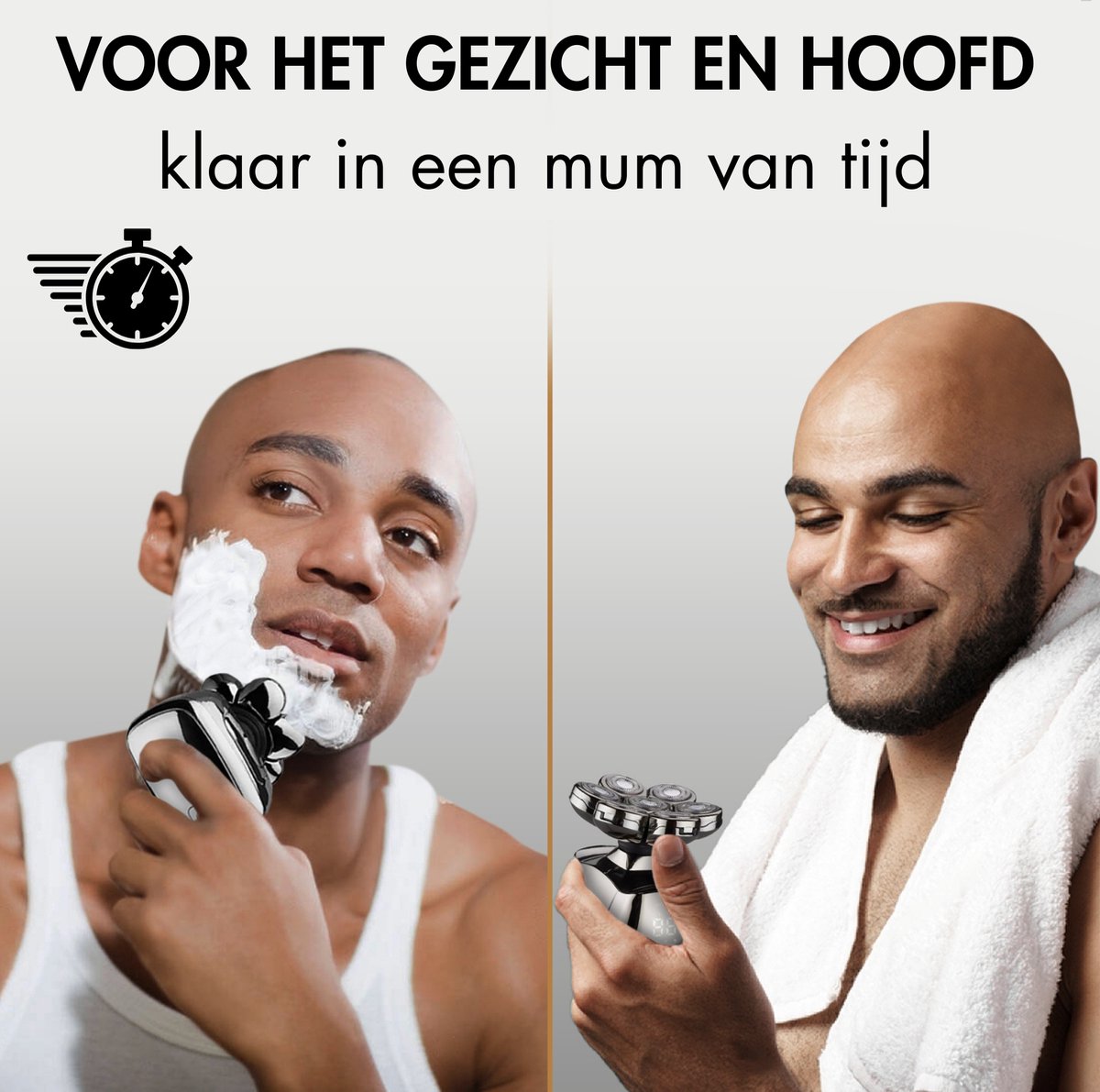 Sansbeauté® Skull Sharp PRO - Scheerapparaat Mannen – Electric Face & Head Shaver - Nat & Droog - Draadloos Opladen - Elektrisch