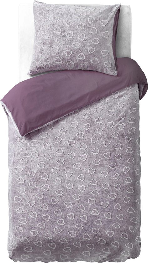 Sleeptime dekbedovertrek Glow in the dark Hearts Pink 140 x 200/220 cm
