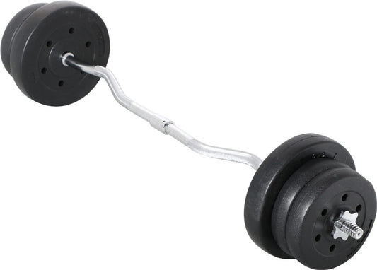 Yaheetech EZ-curl Halterset 25 kg – Voorzien Van Verchroomde Curlstang En 6 Beton-gewichtsschijven En Stersluitingen – Voor Krachttraining En Spieropbouw – Zwart Metaal Kunststof En Beton – 120 x 26 x 26 cm