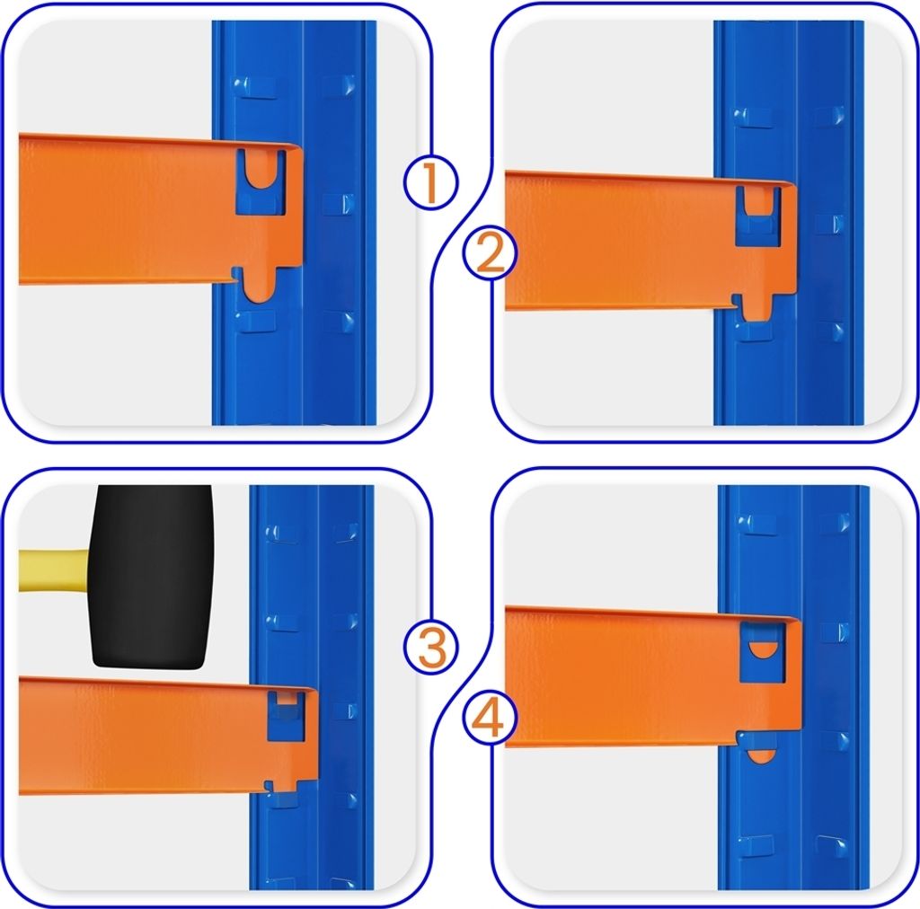 Yaheetech Zware opbergstelling - 5 legplanken - Tot 875 kg - Blauw/Oranje - 120 x 60 x 180 cm