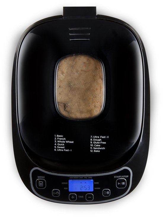 DOMO DO1119B Broodbakmachine - 12 Programma’s - 700-1000g - Glutenvrij Programma - Zwart
