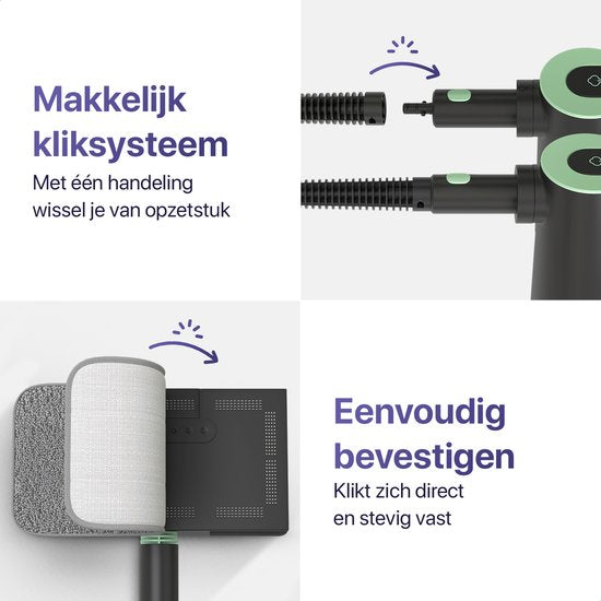 LUMAN 16 in 1 Stoomreiniger Én Handstomer V3 - Tapijtreiniger - Vlekkenreiniger - Vloerreiniger - Met 16 Opzetstukken en 3 Microvezeldoeken - Groen