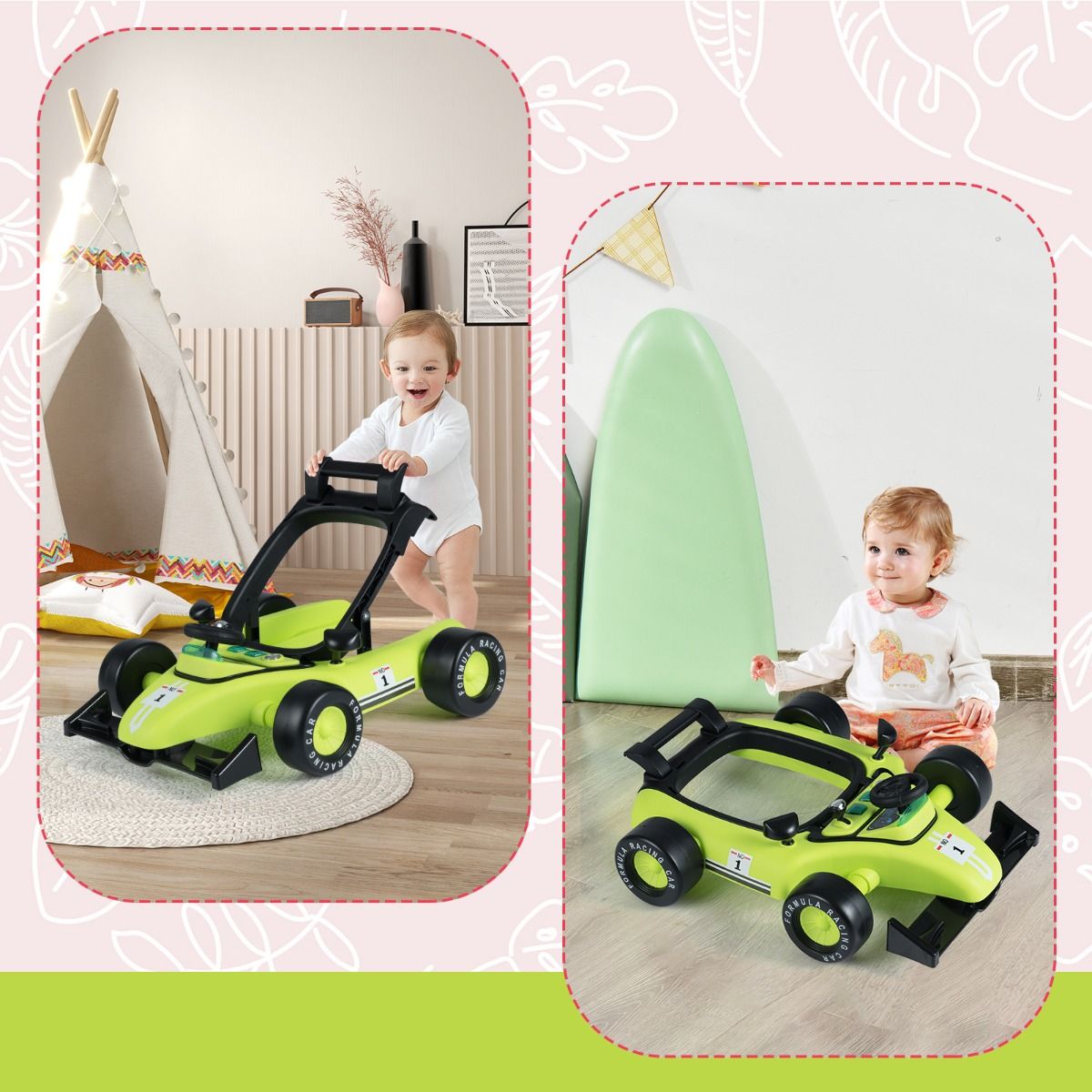 Coast 4-in-1 Babyloopwagen - verstelbare hoogte en snelheid - opvouwbaar - zwart