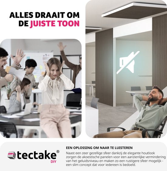 Tectake Akoestische panelen Sonic Wall - 2 stuks - Ebbenhout - 120x60x2,1cm