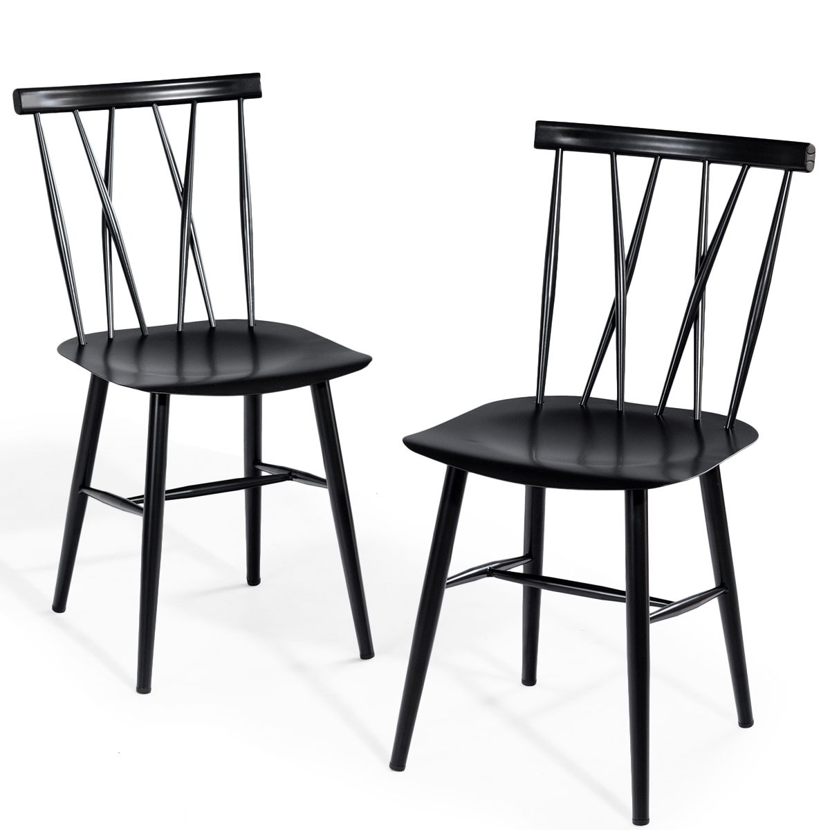 coast Set van 2 Zwarte metalen eetkamerstoelen – 40 x 51,5 x 82 cm – Keuken/Woonkamer/Bar