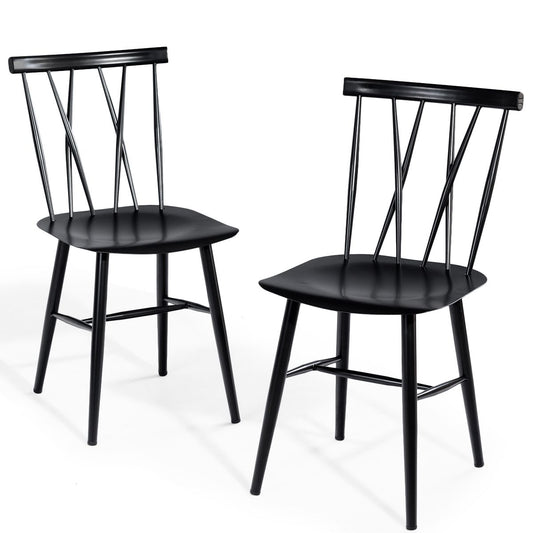coast Set van 2 Zwarte metalen eetkamerstoelen – 40 x 51,5 x 82 cm – Keuken/Woonkamer/Bar