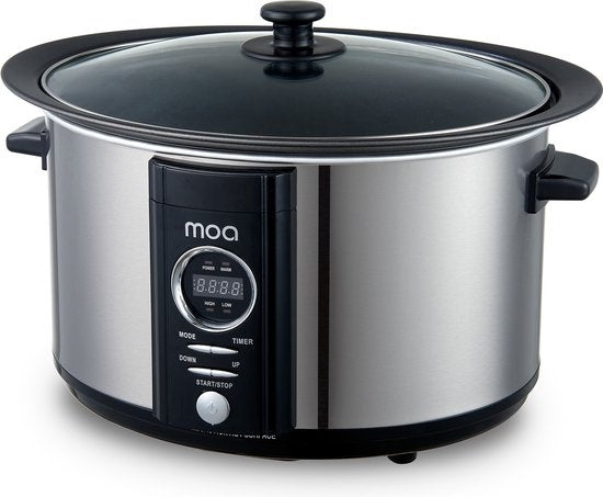 MOA Digitale Slowcooker 6,5 liter - RVS - BPA vrij - SC65D - Zilver