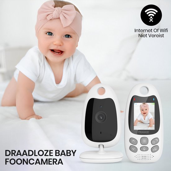 Oemmie Babyfoon - Babyfoon met Camera - Baby Monitor - Baby Camera - Video & Audio - Nachtvisie - Wit