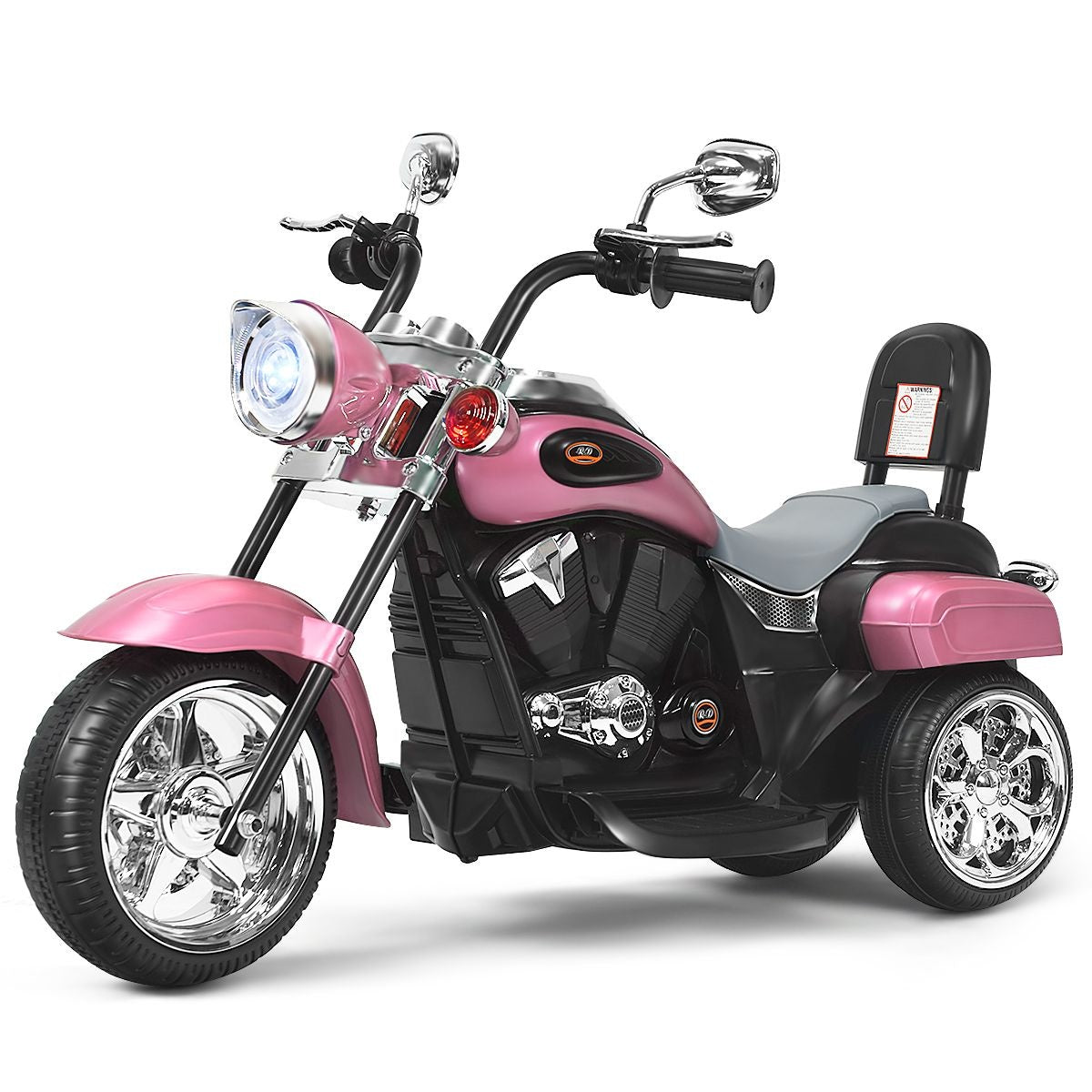 Coast elektrische motorfiets - voor kinderen - met achteruitkijkspiegel - driewieler - vertelbare koplamp - vanaf 3 jaar - 6V - 2,5-3 km/u - roze