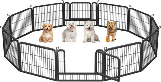 Yaheetech Puppyren met 2 deuren - 12 panelen van 80 x 60 cm - Opvouwbaar - Zwart