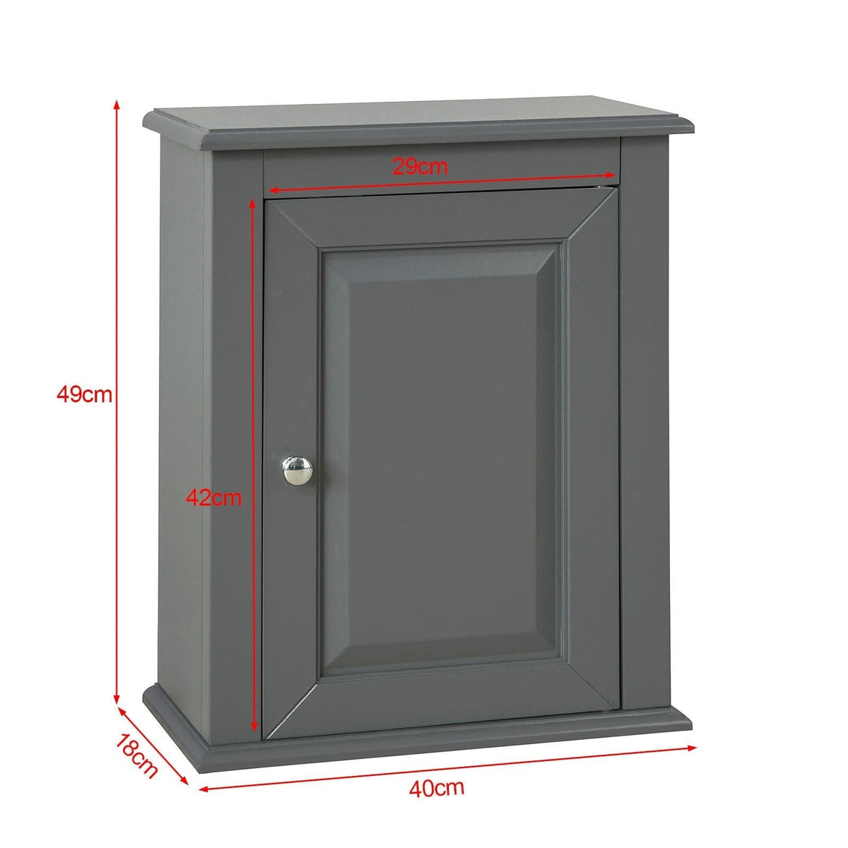 SoBuy Badkamerkast - Hangend - 40 x 49 x 18 cm - Donkergrijs