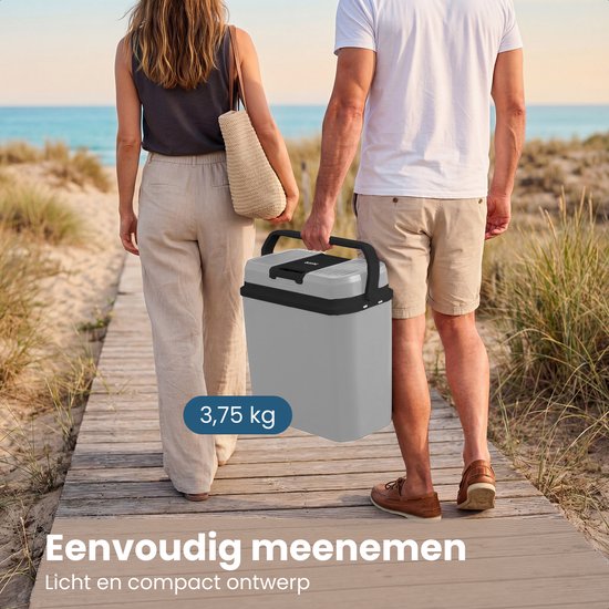 Auronic Koelbox Elektrisch 12V en 230 volt - 20L - Camping Koelkast - Auto - Koelen en Verwarmen - Frigobox - Lichtgrijs