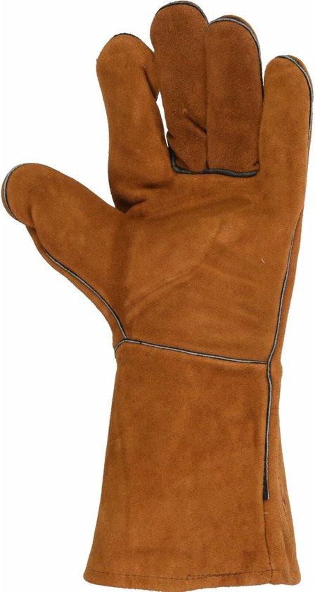 Vaggan BBQ handschoenen - leder - camel bruin - hittebestendig tot 250 graden