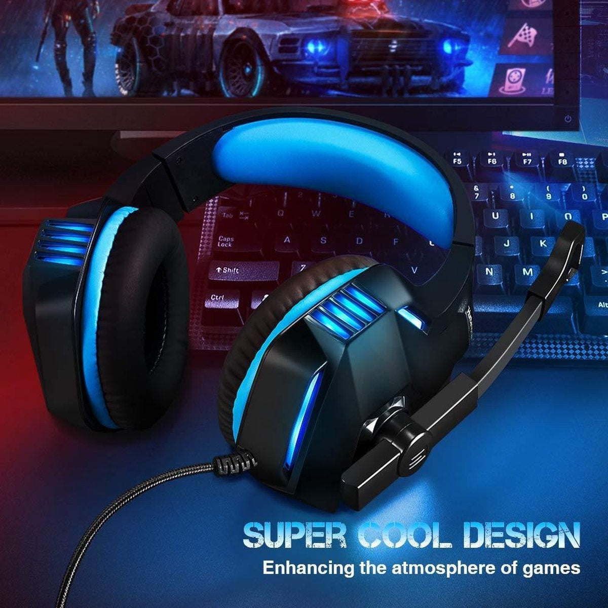 Hunterspider V3 Gaming headset - Zwart/Blauw - Geschikt voor PS4, Xbox One & Windows