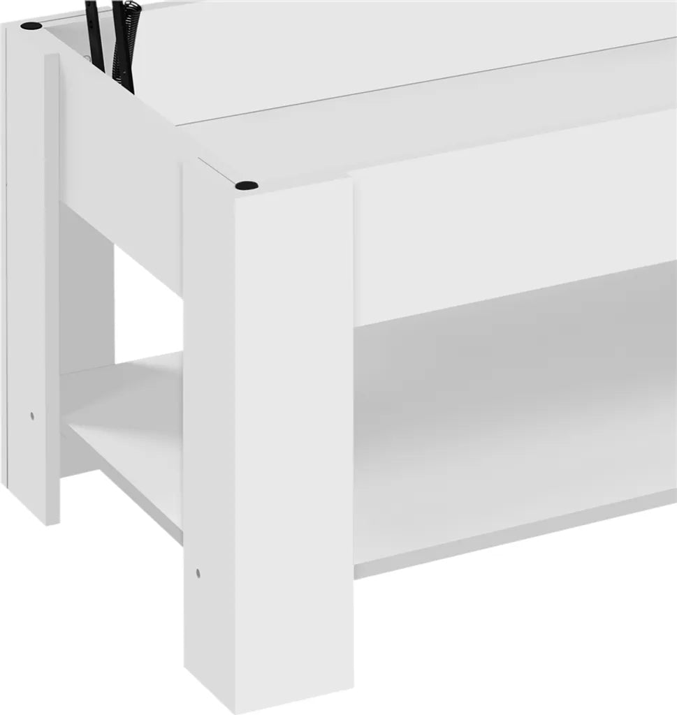 Yaheetech Salontafel In Hoogte Verstelbaar met Opbergruimte, 120x59x49,5 cm, Wit