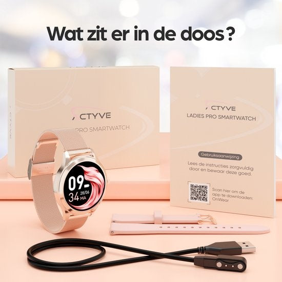 Actyve Smartwatch – Gezondheids- & Sportfuncties – 240 uur batterij – 40 mm – Roségoud