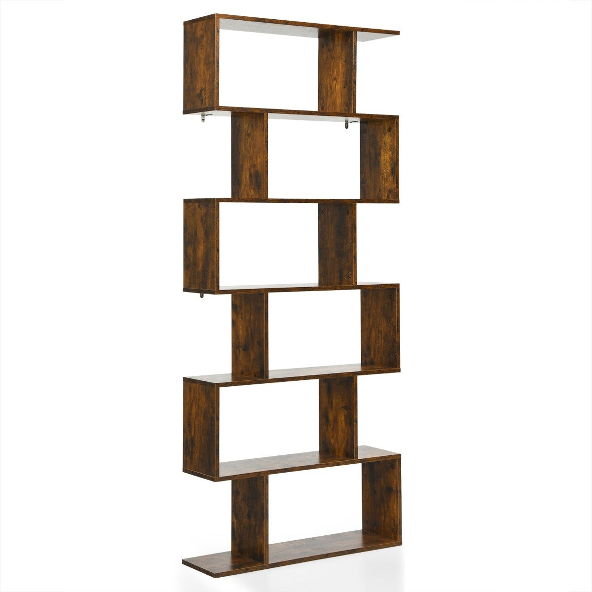 Coast Standregal 6 Level S-Shape BOEKAST BOOKKAST opslagplank hout kleur keuze-bruin