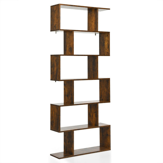 Coast Standregal 6 Level S-Shape BOEKAST BOOKKAST opslagplank hout kleur keuze-bruin