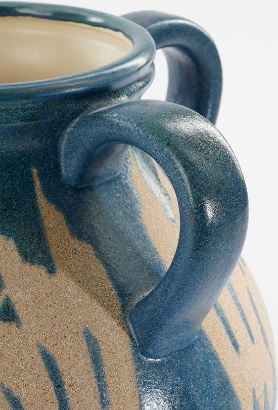 Mica Decorations Caldo Vaas - L25 x B24 x H30 cm - Keramiek - Donkerblauw