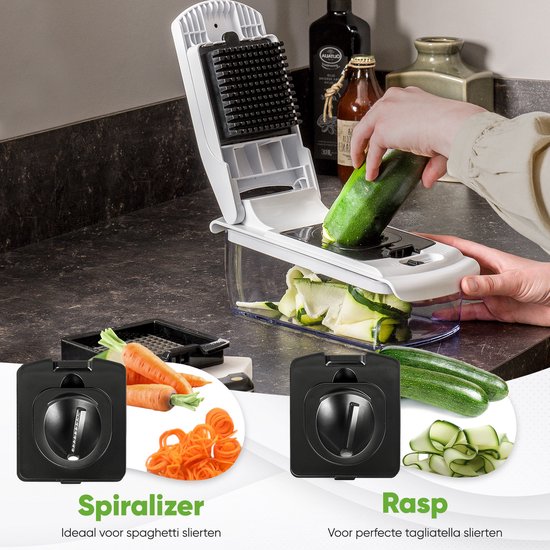 Stosh Mandoline - Groenteslijper - Uiensnijder - Spiraalsnijder - 7-delig - BPA-vrij - Wit