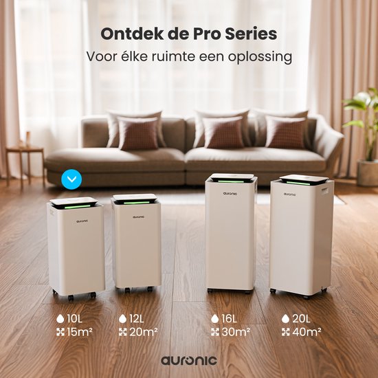 Auronic Luchtontvochtiger en Luchtreiniger - Pro Series - 10L per dag - Was-droog functie - Slaapkamer, Badkamer en Woonkamer - Wit