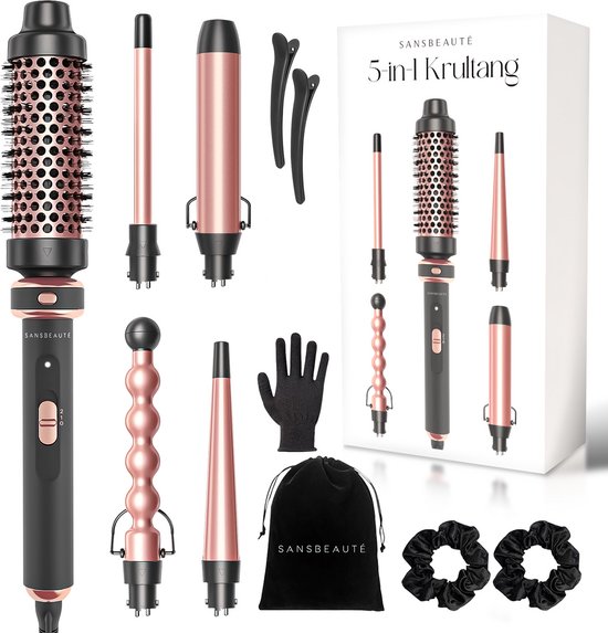 Sansbeauté® 5-in-1 Thermal Brush – Warmteborstel 38mm – Krul- & Föhnborstel – Multistyler voor Volume