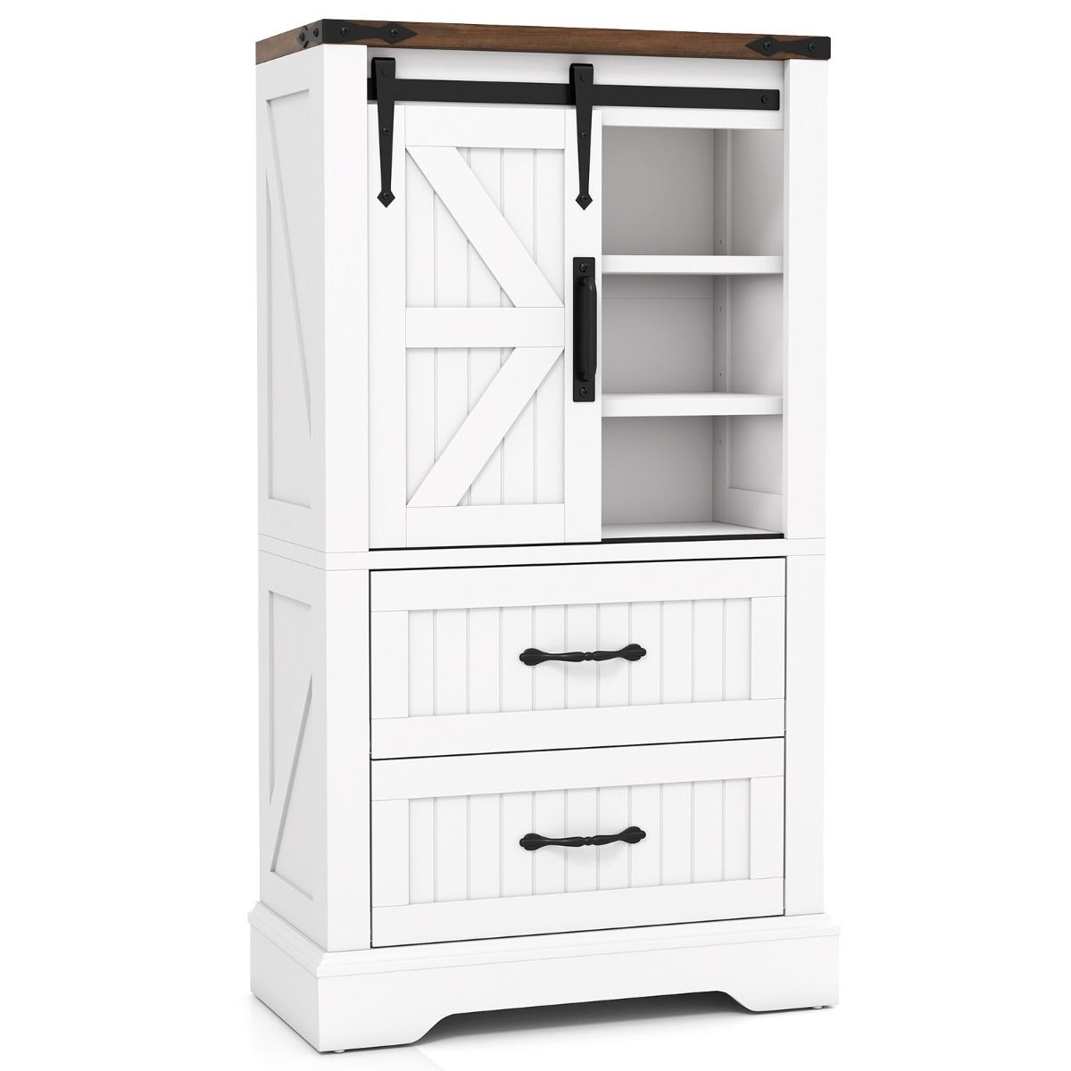 Coast Badkamerkast op Poten - schuifdeur in landhuisstijl - verstelbare planken - wit 59 x 29 x 105 cm