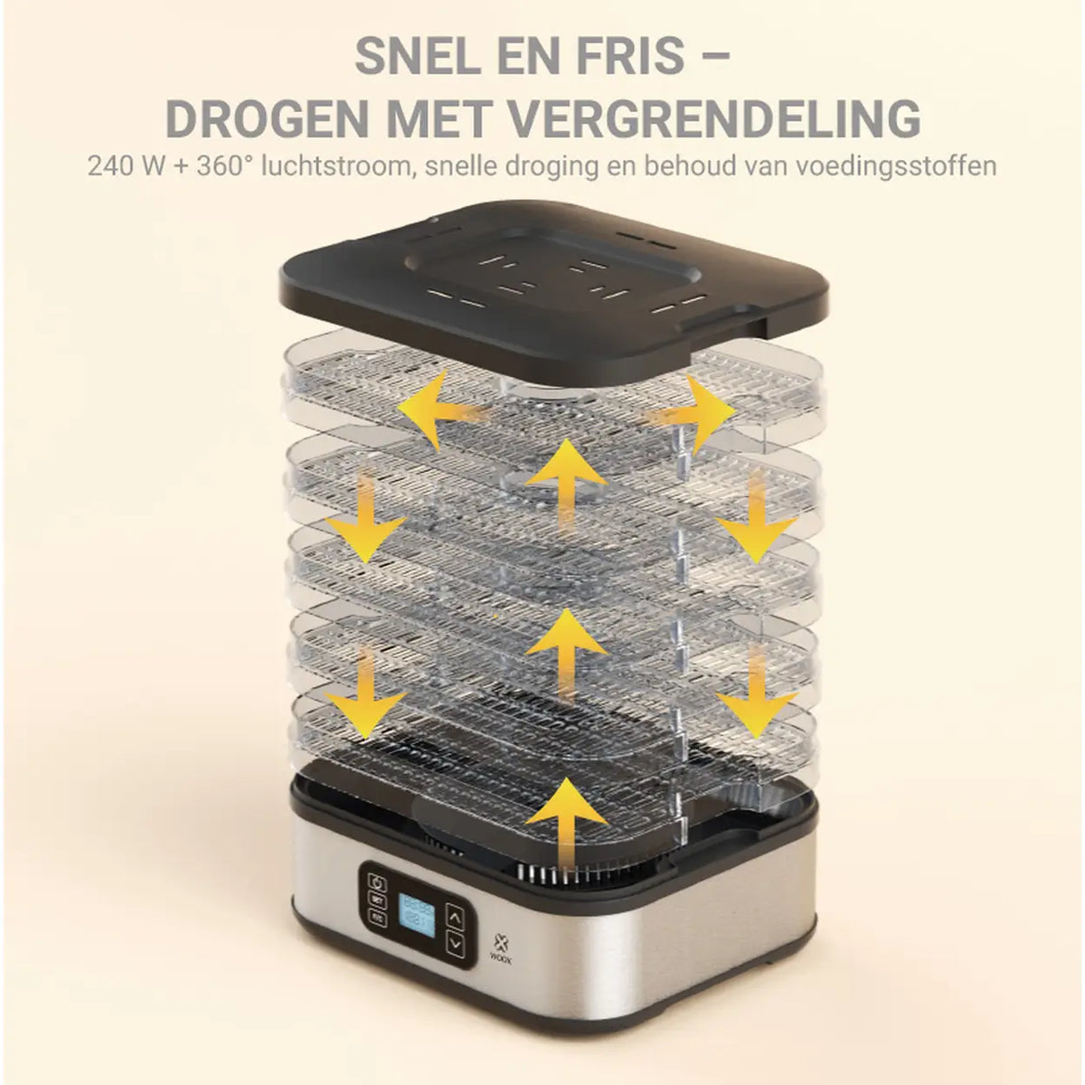 WOOX voedseldroger MX0195 - 5 laden - timer en temperatuurregeling