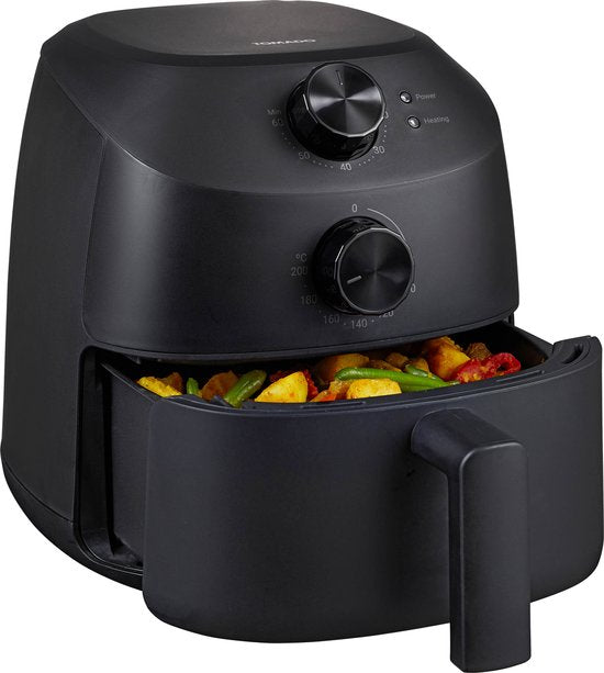 Tomado TAF2001B - Mini Airfryer - 2 liter inhoud - Voor 1 of 2 personen - Kleine Heteluchtfriteuse - PFAS vrij - Zwart