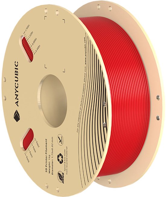 Anycubic Pla-Filament 1 Kg Voor 3D-Printen Voor Fdm-Printers In Rode Kleur.