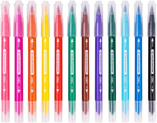 Viltstiften dubbel Deli - 12 kleuren