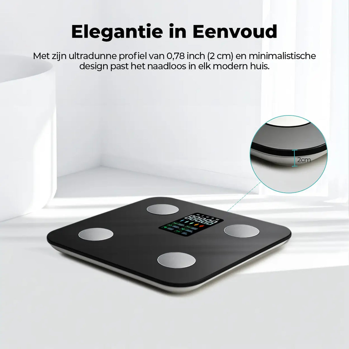 Sparoma ZJ08 Digital Bathroom Scale with Color LCD – Battery-Powered (4×AAA Not Included), Bluetooth Body Fat & Heart Rate Monitor with App Tracking