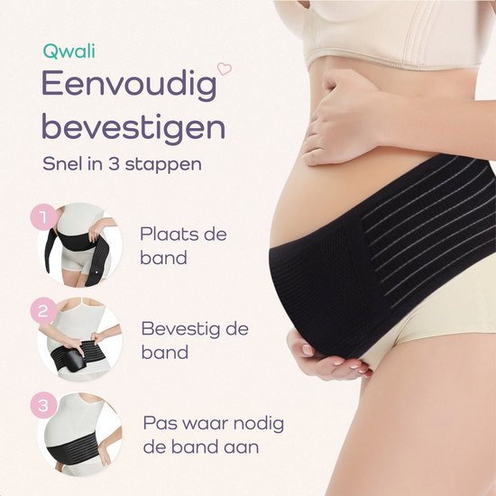 Qwali Zwangerschap buikband en bekkenband voor Postpartum - Zwangerschapskleding - Zwart