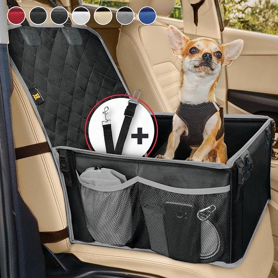 Hondenautostoeltje voor kleine en middelgrote honden incl. veiligheidsgordel - auto hondenstoel waterdicht en stabiel voor achterbank en voorstoel - hondenautostoel, hond passagiersstoel, autostoel voor honden